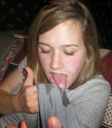Teen girlfriend eating cum; Amateur Teen 