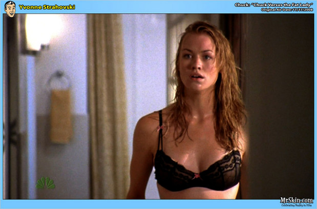 Yvonne Strahovski in a wet black bra; Celebrity 