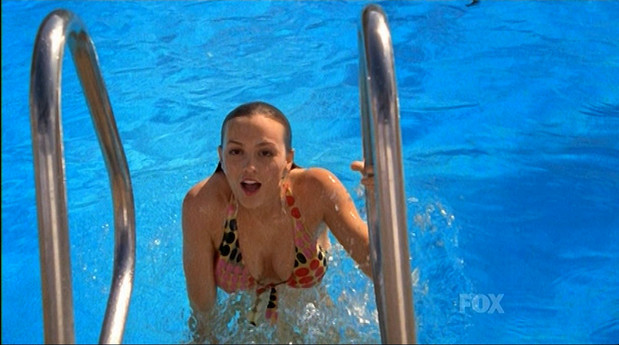 Leighton Meester gets her tits wet in the pool; Celebrity 