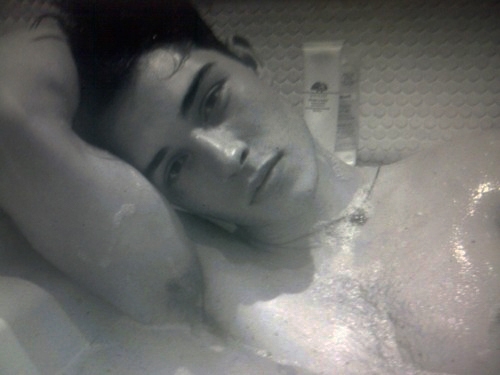 Dreamy boy in bath; Men SFW 