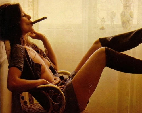 Cigar, nips, and high heel boots; Babe Hot 